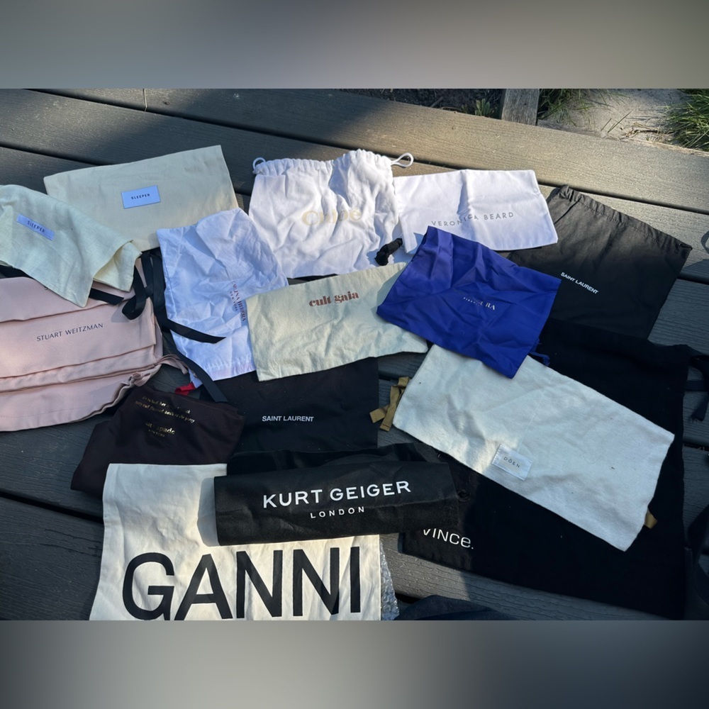 Designer dust bag lot - Chloe , Ganni, Stuart Weitzman , saint laurent